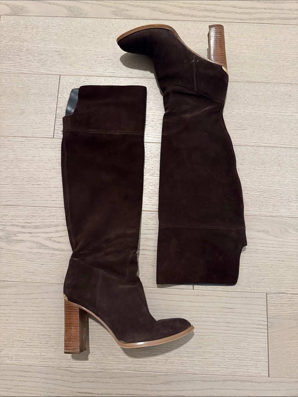 Michael Kors Dark Brown Suede Over-the-Knee Heeled Boots